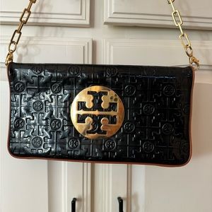 Reva Chain Patent and Leather Clutch, Tory Burch